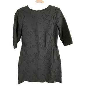 DONDUP Black Textured 3/4 Sleeve Sheath Dress Made in Italy Size‎ 44